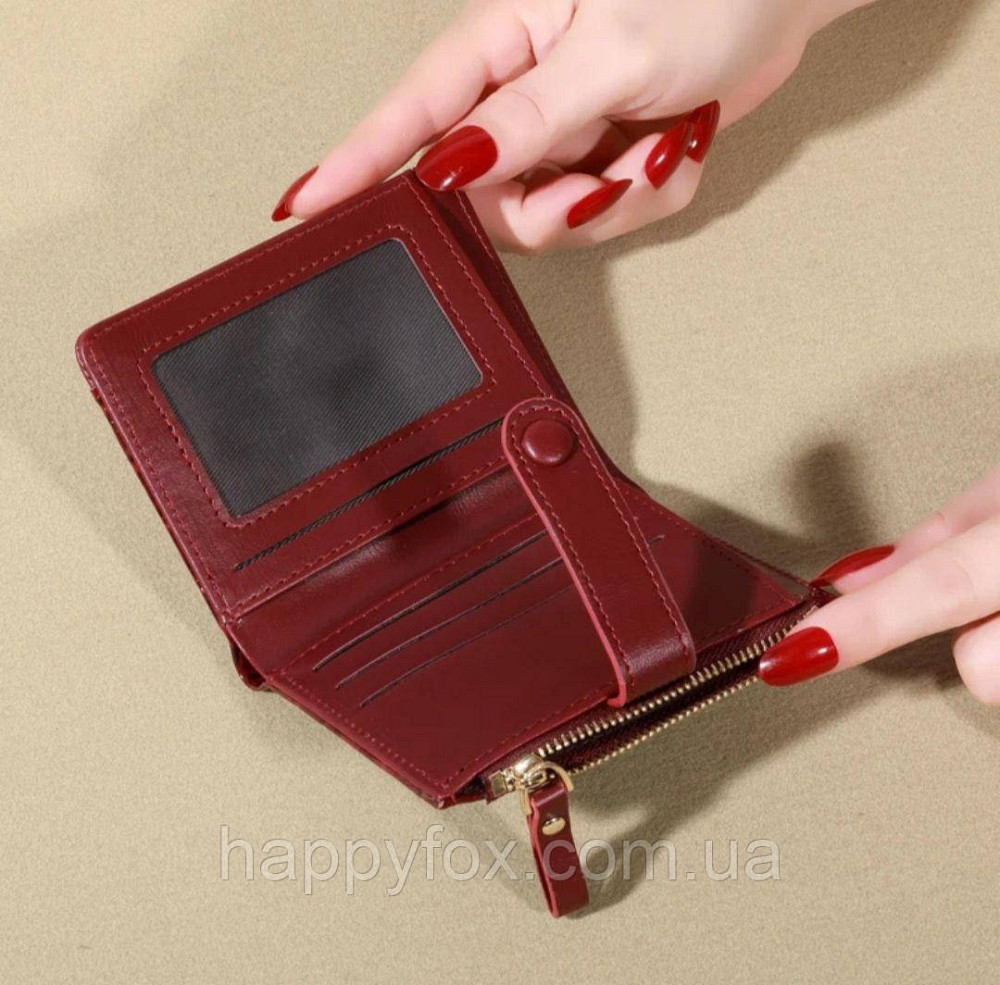 Елегантний вишневий жіночий гаманець з еко шкіри. Львов - изображение 2
