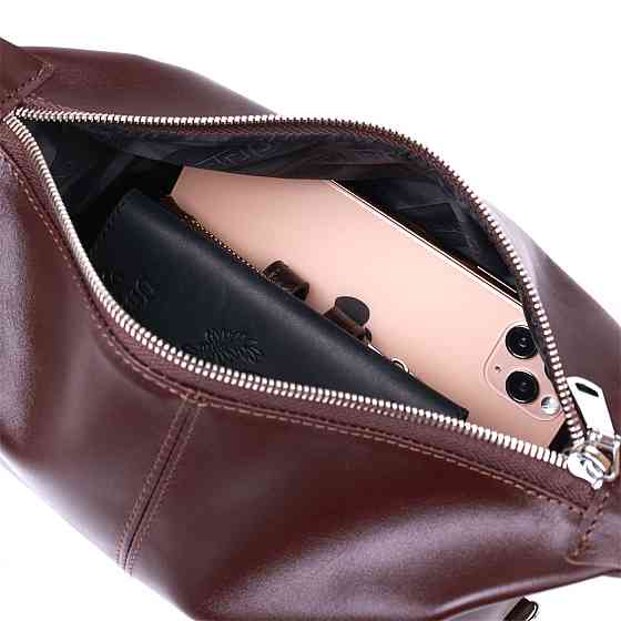 Шкіряна глянсова косметичка Shvigel 16407 Коричневий Київ