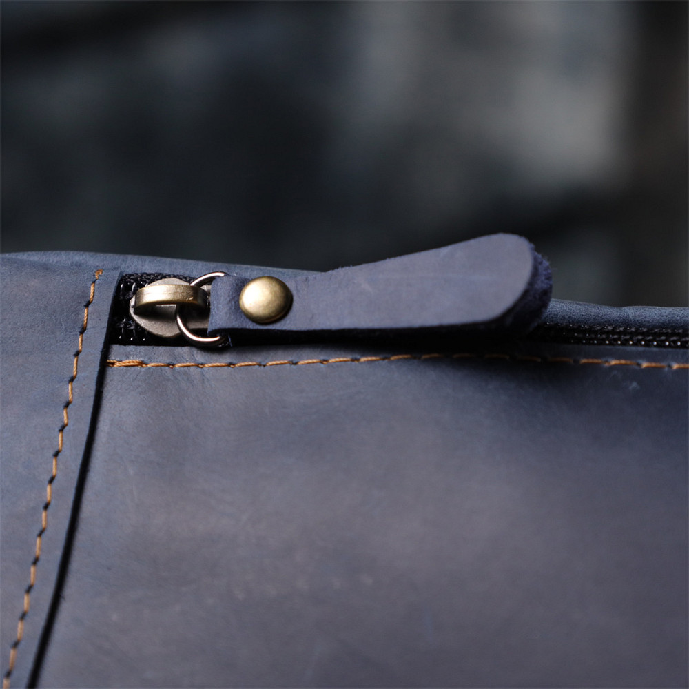 Красивая сумка-бананка для мужчин из натуральной винтажной кожи Shvigel 23123 Синий Киев - изображение 1