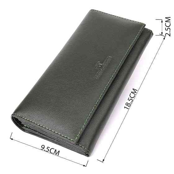 Горизонтальний гаманець у два складення з натуральної шкіри ST Leather 23067 Зелений Київ