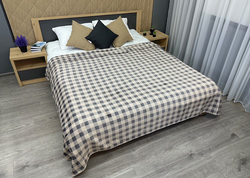 Плед-покривало Decorator WellSoft 200х220 см Клітинка Бежево-сірий (87-282) Київ - фото 3