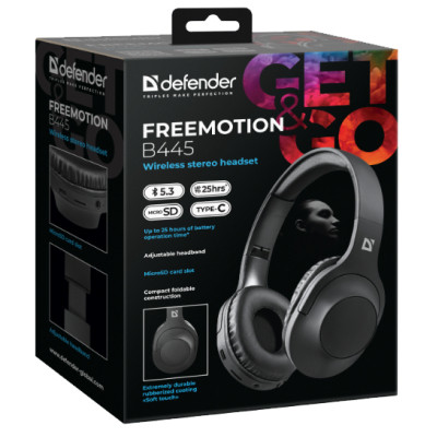 Наушники Defender FreeMotion B445 Bluetooth Black (63445) Винница - изображение 10