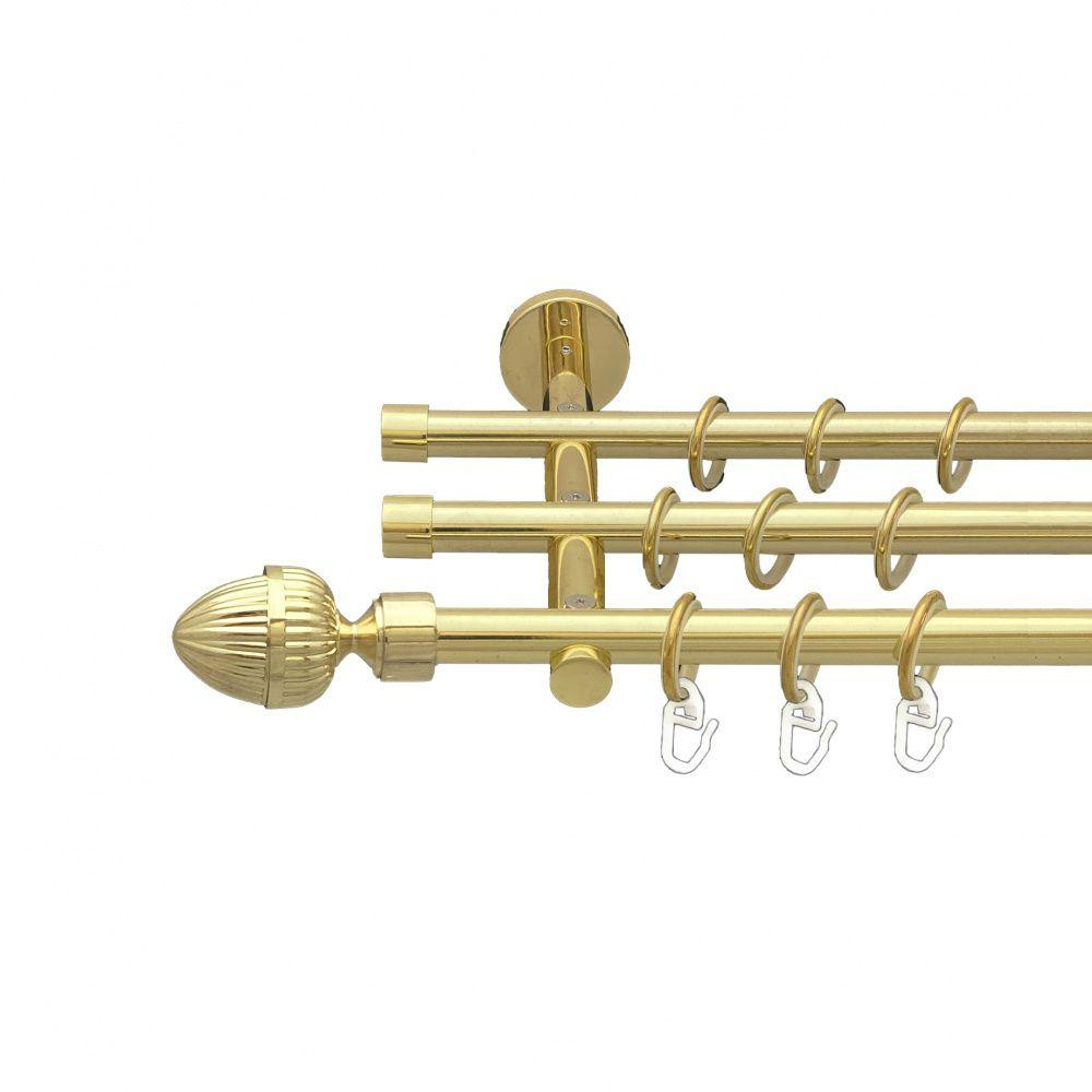 Карниз Orvit Одеон металевий трирядний циліндр (20 см) гладка труба кільце металеве Золото 16\16\16 мм 300 см Львов - изображение 1