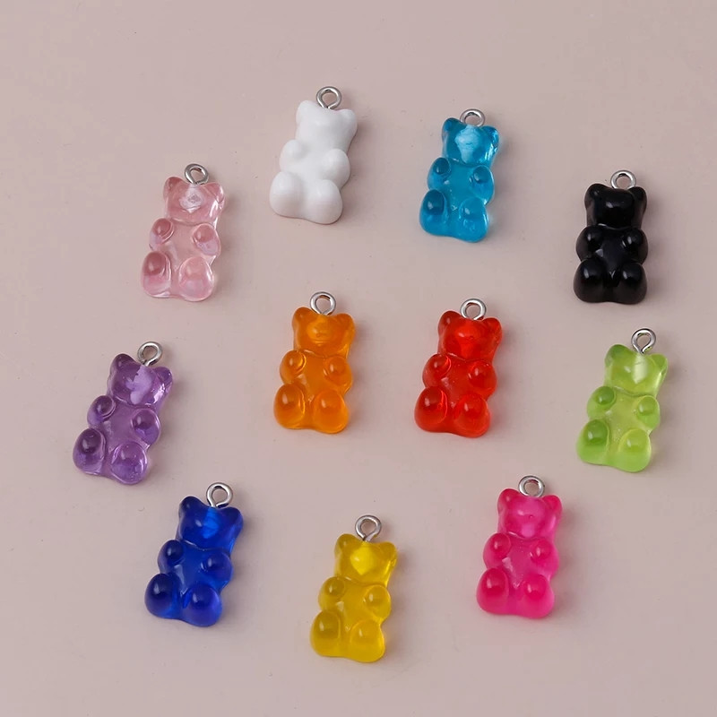 Набір желейних ведмедиків різнокольорових - у наборі 10шт., довжина 1,6 см, смола, цинковий сплав Київ - фото 1