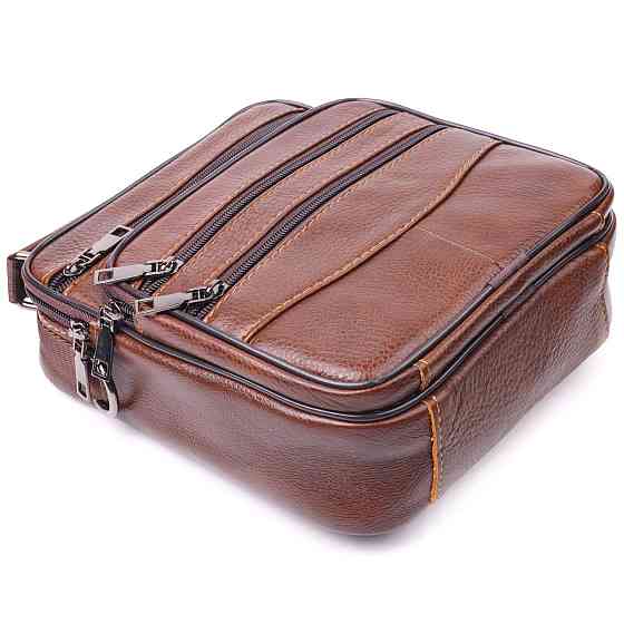 Стильна чоловіча сумка з натуральної шкіри 21275 Vintage Коричнева Київ