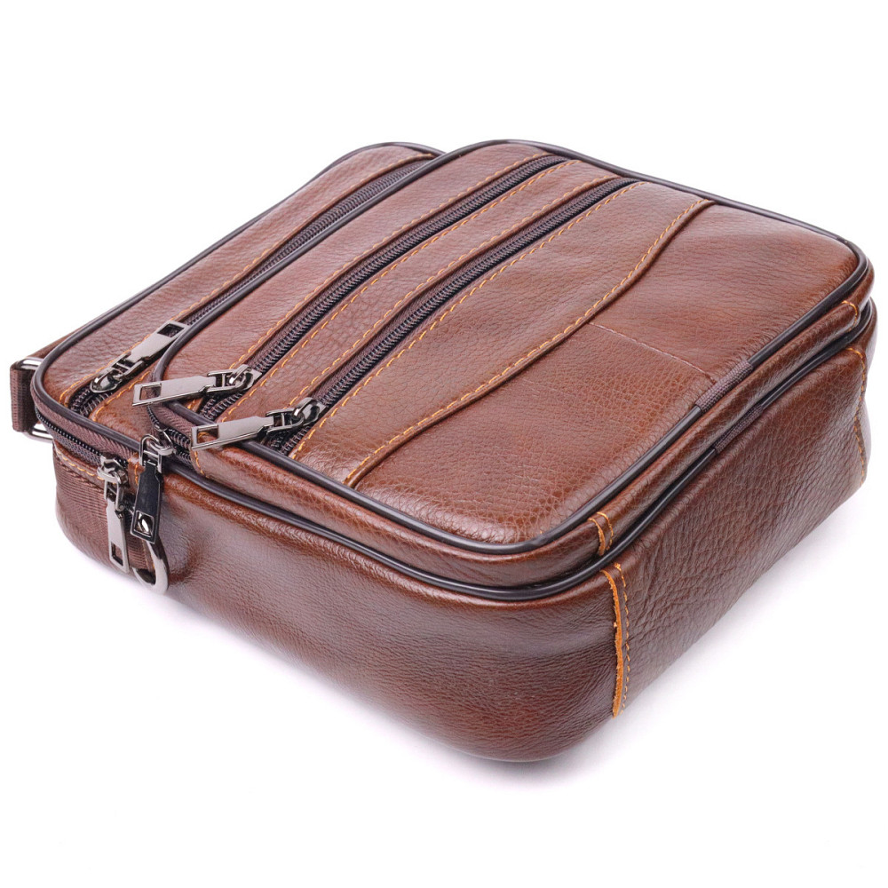 Стильна чоловіча сумка з натуральної шкіри 21275 Vintage Коричнева Київ - фото 6