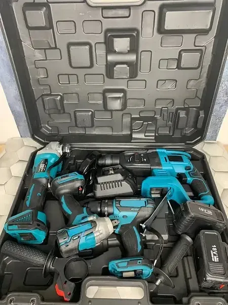 Набор аккумуляторных инструментов 4 в 1 в кейсе Болгарка + Шуруповерт +Гайковерт+перфоратор (синий) Одесса - изображение 7