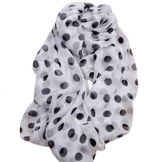 Женский шарф в горох 150 на 50 см бело-черный Киев