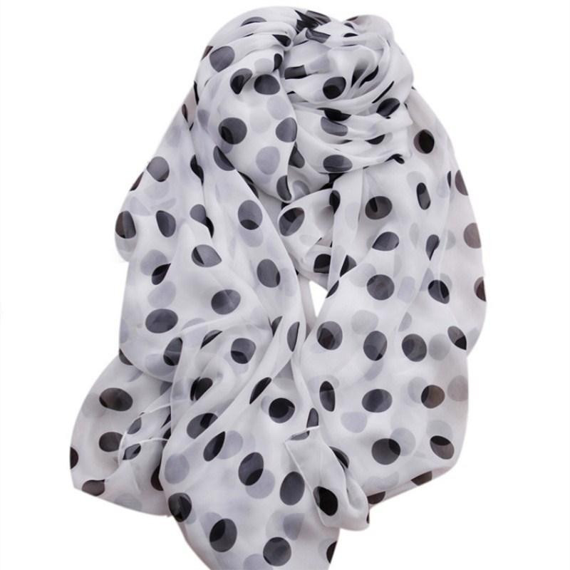 Женский шарф в горох 150 на 50 см бело-черный Киев - изображение 3