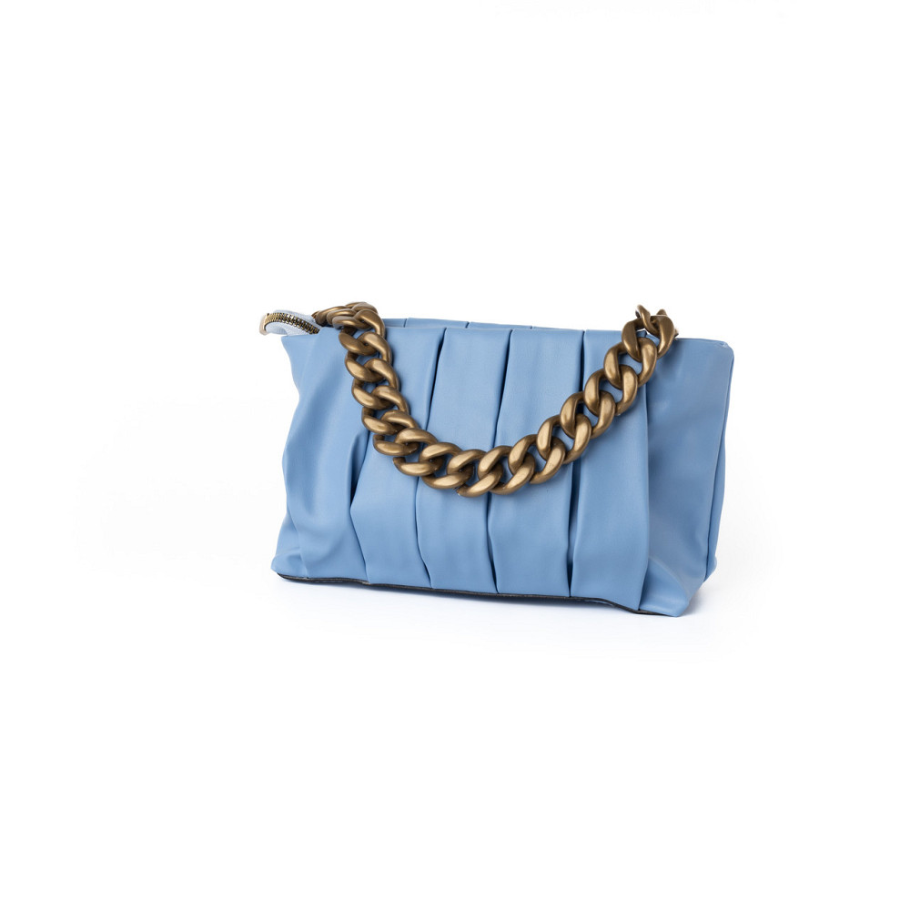 Сумка женская стильная летняя через плечо с ручкой цепочкой и съемным регулируемым ремешком, Голубой Каменец-Подольский - изображение 2