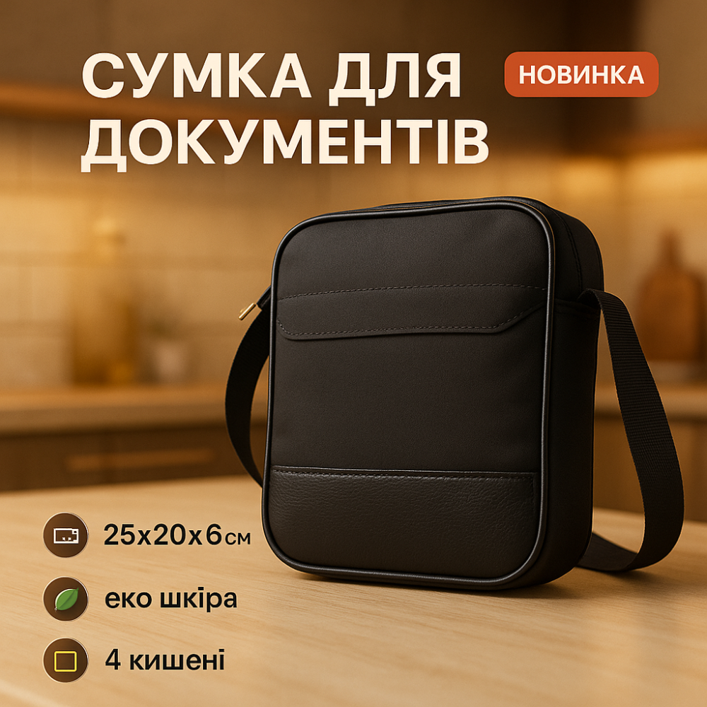 Мужская деловая сумка кросс-боди, Почтовая сумка для документов Стильная для активного образа CX-64 Львов - изображение 18
