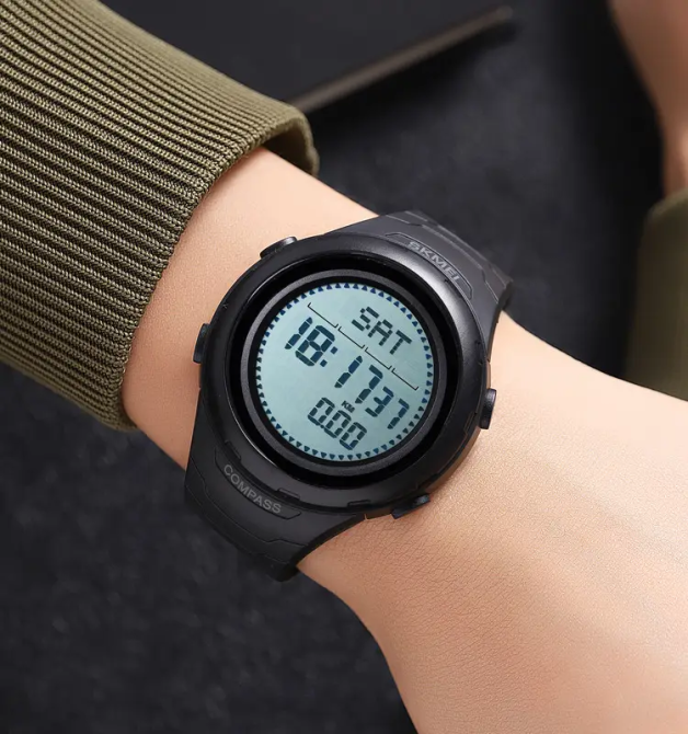 Годинник чоловічий наручний спортивний Skmei 2166 Compass з компасом і крокоміром (Чорний з білим) Вінниця - фото 5