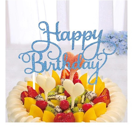 Топпер Happy Birthday для торта 14 на 9 см голубой Киев - изображение 3