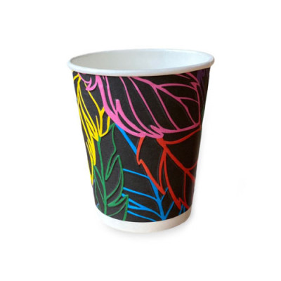Стаканы одноразовые Romus бумажные двустенные с тиснением 250 мл 30 шт. Перья (3214751) Винница - изображение 1