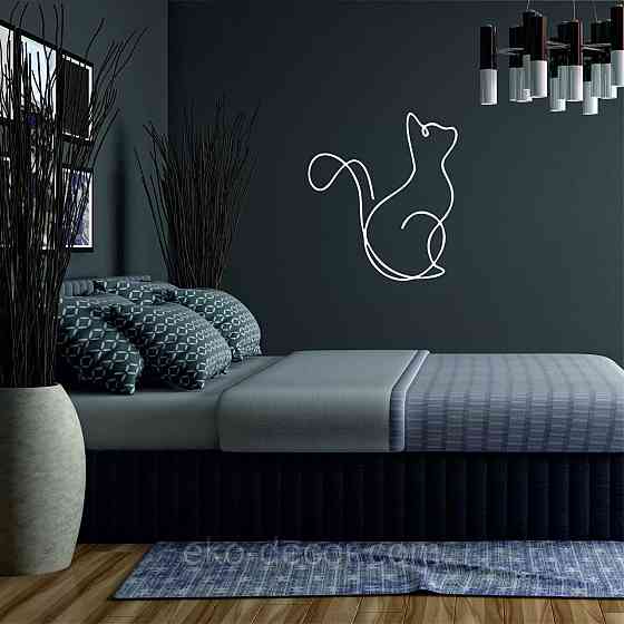 Декоративное настенное 3D Панно «Кот» Декор на стену с объемом 70*51 см, Белый Киев