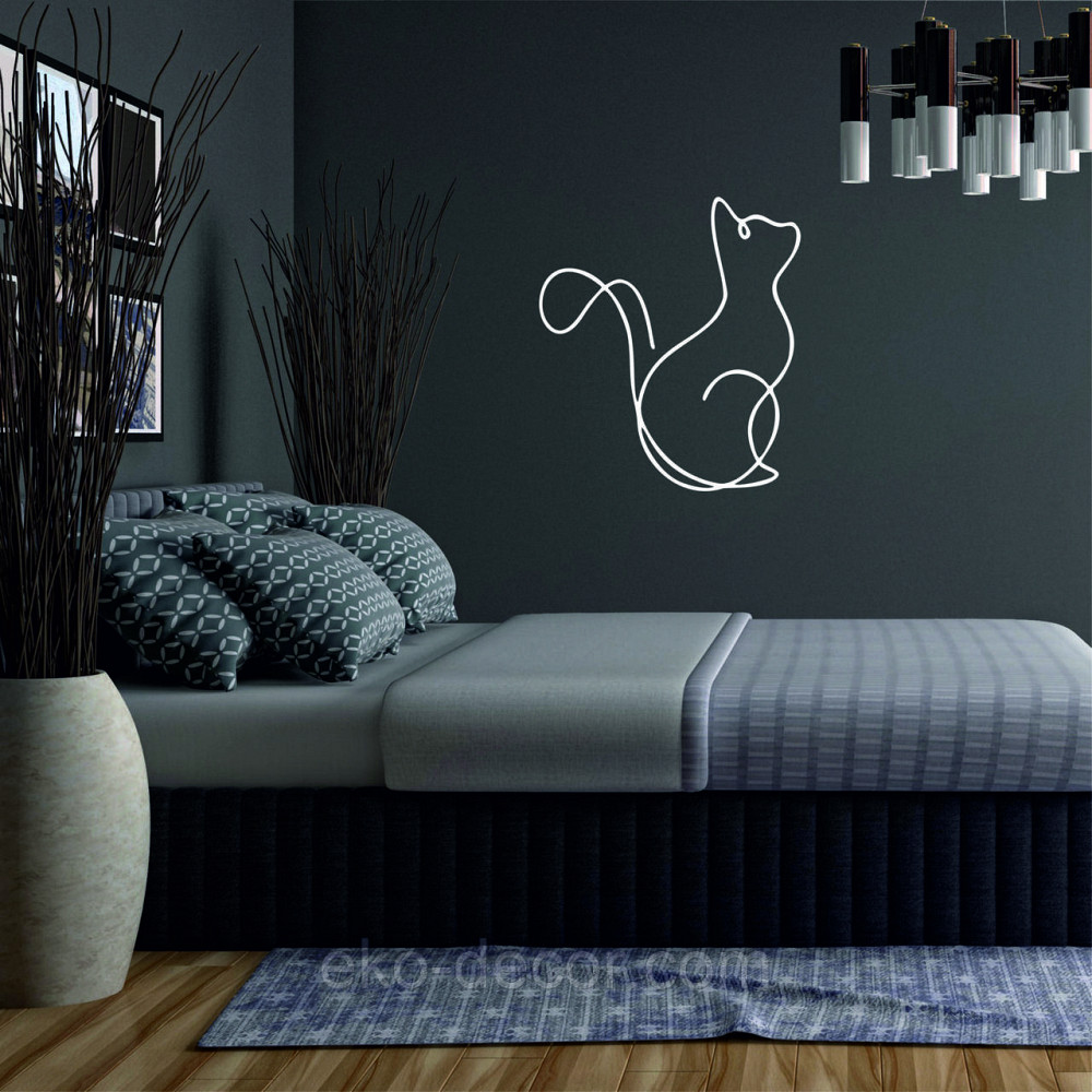 Декоративное настенное 3D Панно «Кот» Декор на стену с объемом 70*51 см, Белый Киев - изображение 3