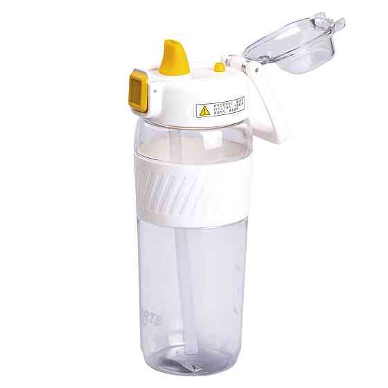 Бутылка для воды 600 мл с трубочкой и ручкой, белая Киев