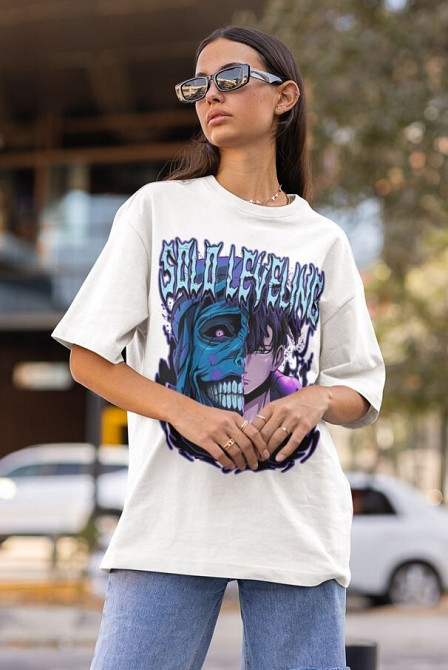 Футболка для хлопчика з аніме принтом Соло Левелінг Сунг Джінвоо оверсайз (зріст від 165 до 180) Чорний AnimeJ0863m Дніпро - фото 4