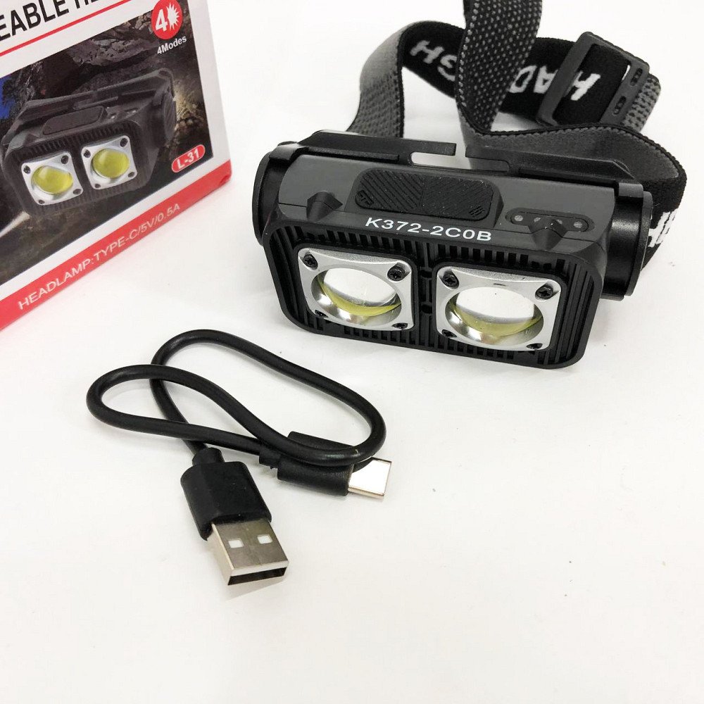 Налобний ліхтар для сто K372-2COB, Тактичний ліхтар з ремінцем для голови Налобний з лінзою OE-12 Львів - фото 20