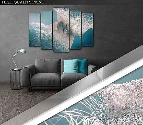 Модульна картина у вітальню / спальню Поцілунок Абстракція Art-487_5 ( 80х118см ) Київ