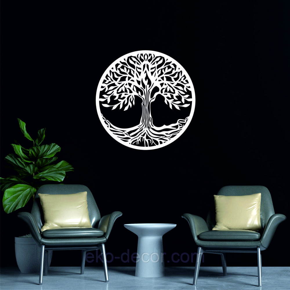 Декоративное настенное 3D Панно «Дерево в кругу» Декор на стену с объемом 70*70 см, Белый Киев - изображение 4