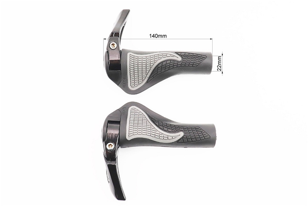 Ручки керма 140мм з затискачем Lock-On, ергономічні з ріжками, чорно-сірі RB-BT1008 Київ - фото 2