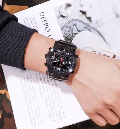 Чоловічий наручний класичний годинник Skmei 1642 (Чорний з чорним циферблатом) Вінниця