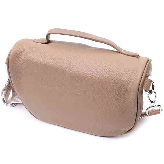 Літня жіноча сумка через плече в класичному кольорі з натуральної шкіри Vintage 22657 Бежева Київ