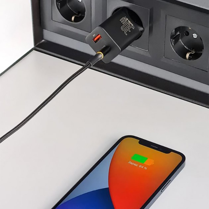 Сетевое зарядное устройство для Baseus Super Si Pro Quick Charger Type-C+USB 30W черный Львов - изображение 9