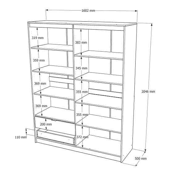 Шкаф распашной для одежды с выдвижными ящиками (полки - полки) Эверест Сити-1600 160,2х50х204,6 см Дуб сонома/Белый (DTM-071122) Львов