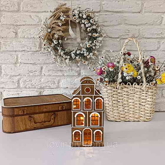 Дерев’яний будиночок-нічник 3 в 1- Скарбничка та декор ручної роботи Ірпінь