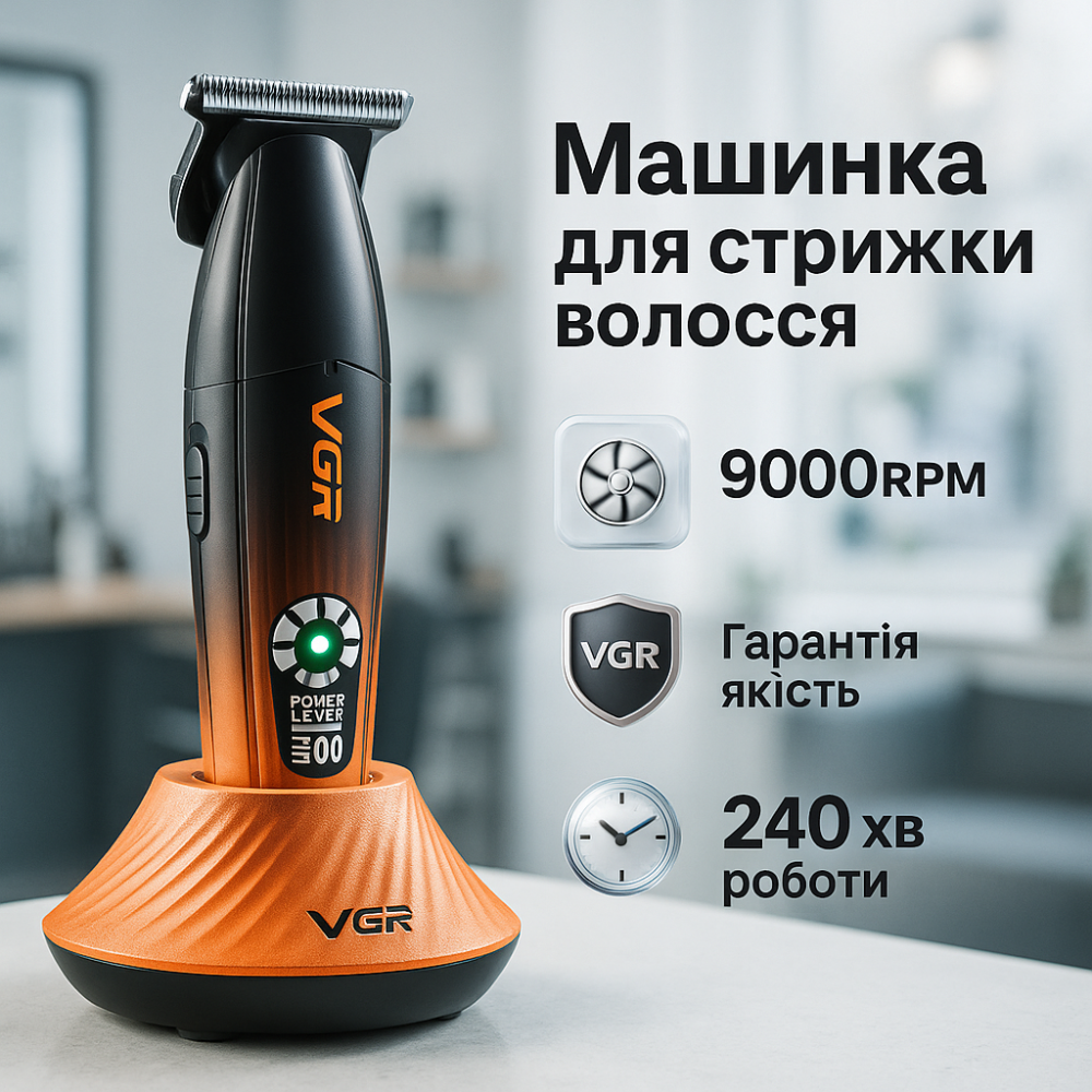 Машинка для стрижки мужская VGR V-889T, Универсальный триммер для мужчин Триммер висков CI-20 Львов - изображение 14