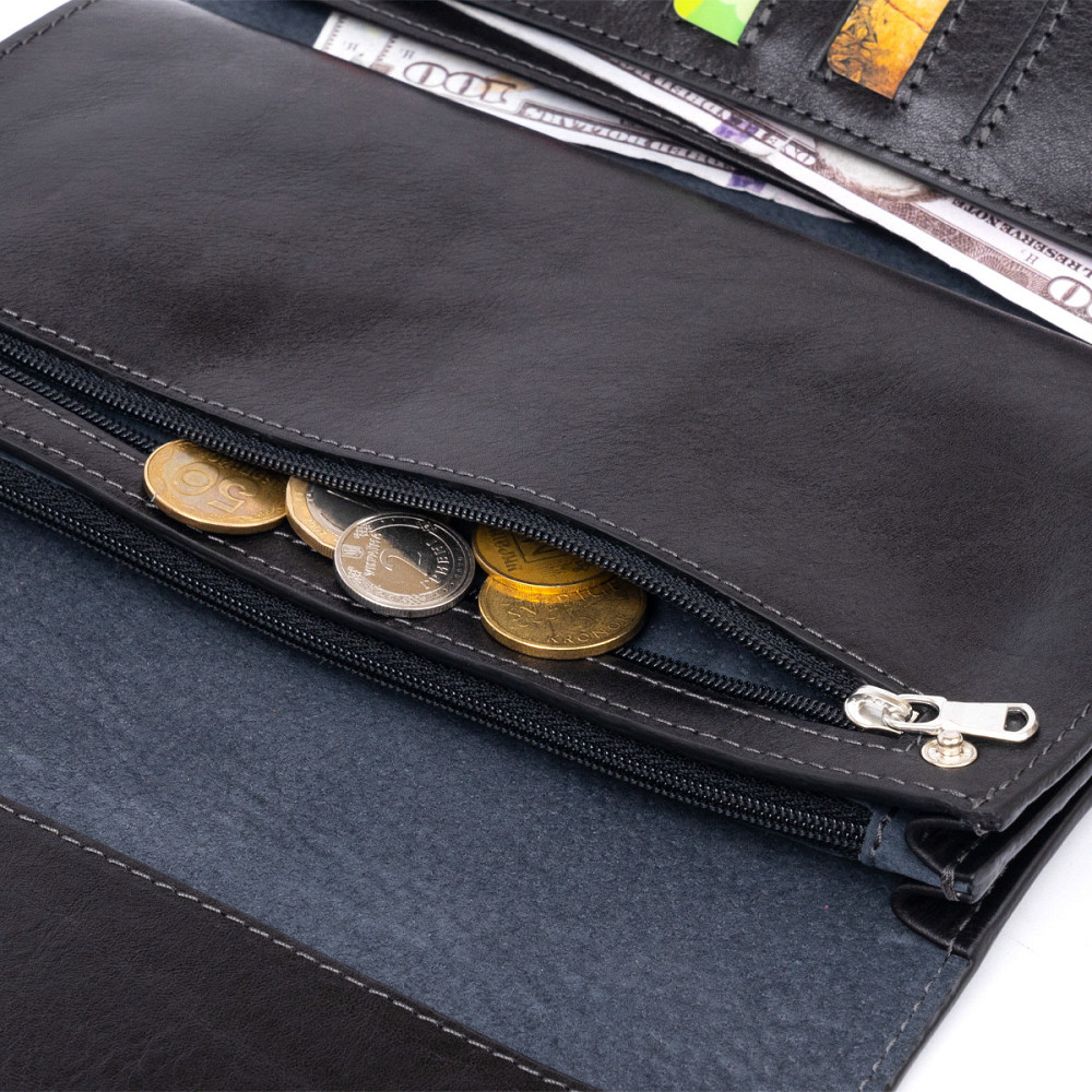 Горизонтальная барсетка-клатч мужская в гладкой коже GRANDE PELLE 11298 Черная Киев - изображение 8