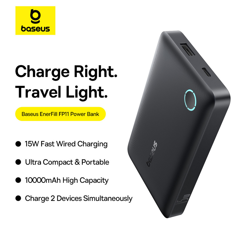 Павербанк 10000 mAh Baseus EnerFill FP11 15W Type-C кабель у комплекті Type-C Cosmic Black power bank повербанк Одеса - фото 8
