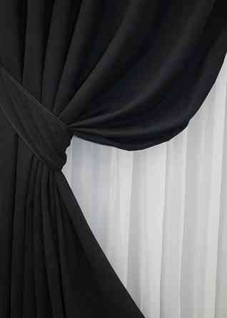 Комплект готових штор VR-Textil Мікровелюр Petek № 1522ш Чорний 150х290 см 2 шт (33-0375) Київ