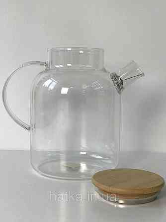 Чайник заварювальний Olens "Вестерос" 1800 мл скляний із бамбуковою кришкою для дому та ресторану 102-76 Київ