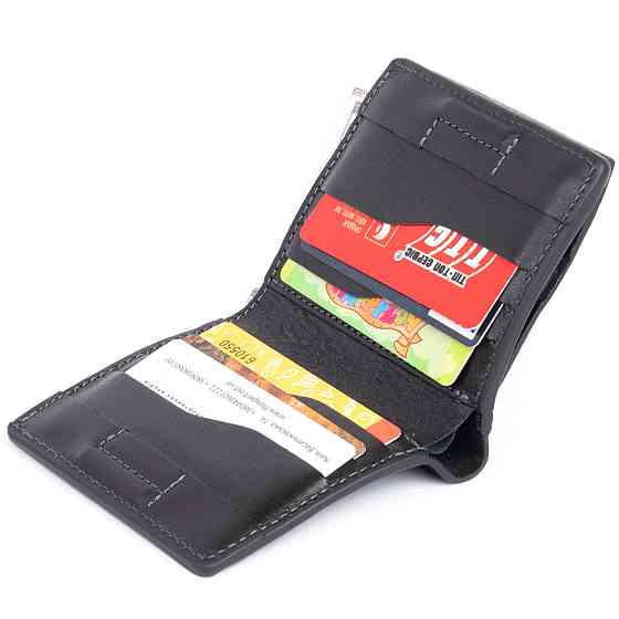 Вертикальне глянсове портмоне з накладною монетницьою GRANDE PELLE 11329 Чорне Київ