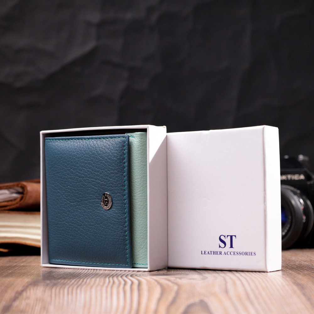 Женский кошелек с оригинальной монетницей из натуральной кожи Разноцветный (ST Leather) Киев - изображение 4