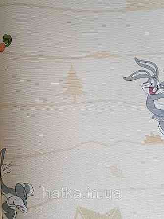 Обои виниловые на флизелине AdaWall Ada Kids метровые детские герои мультфильма Луни тюнз кролик Багз Банни Киев