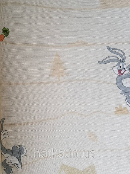 Шпалери вінілові на флізеліні AdaWall Ada Kids метрові дитячі герої мультфільму Луні тюнз кролик Багз Банні Київ - фото 2