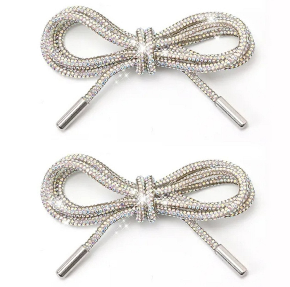 Шнурки зі стразами Білі 2 шт 100 см Смела - изображение 1