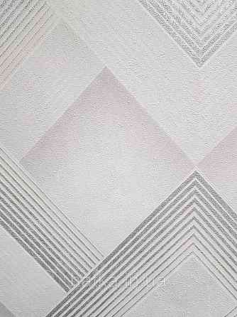 Шпалери вінілові на флізеліні Sintra Simmetria метрові геометрія фігури смуги сіре срібло білі 524534 Київ