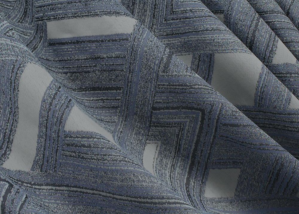 Комплект готовых штор VR-Textil Жаккард Mystery № 1628ш Синий с серым 150х290 см 2 шт (33-0571) Киев - изображение 6