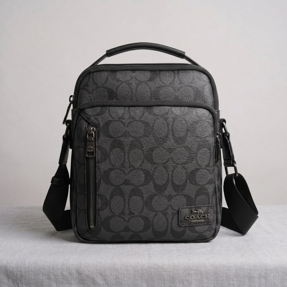 Мужская барсетка, сумка на плечо Coach (2515) серая Киев - изображение 8