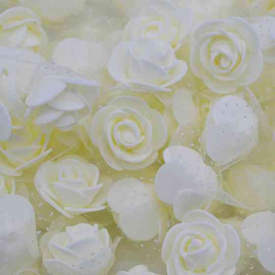 Головки квітів для рукоділля з фатином 50 штук 3 см бежевий Київ