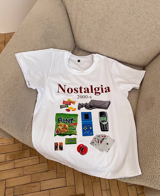 Футболка з принтом "Nostalgia 2000-s" M, Графітовий Чернівці - фото 1