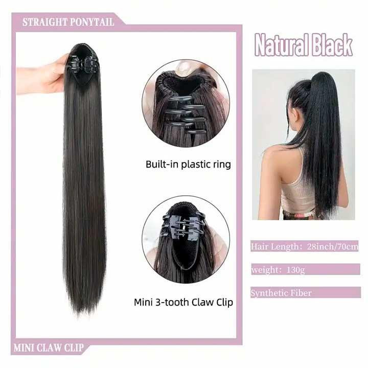 Шиньйон накладний хвіст на шпильці Didaka пряме волосся — 50 см "Брюнетка" Вінниця - фото 12