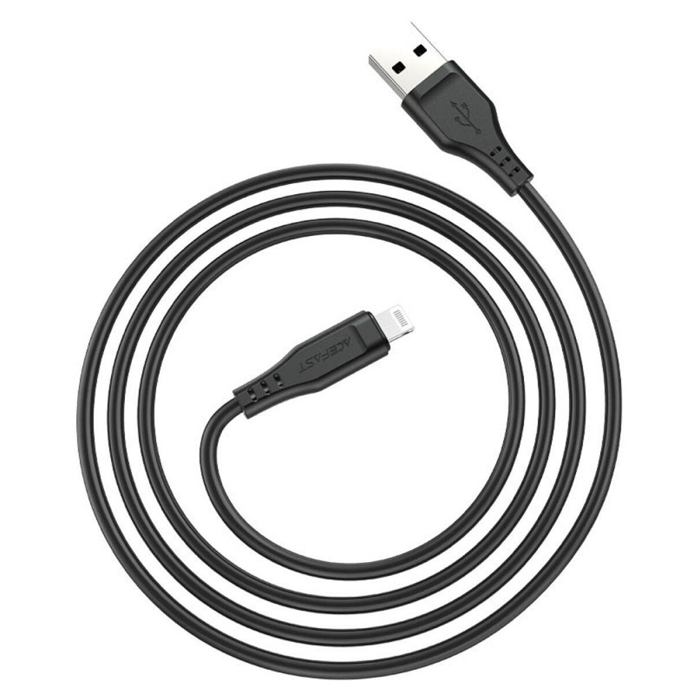 Кабель ACEFAST C3-02 USB - Lightning 2.4A, 1.2m, TPE, TPE конектори, колір чорний AFC3-02B Одеса - фото 2