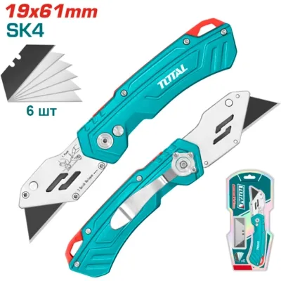 Ніж монтажний Total THT5136288 складений, висувне лезо 61x19мм, довжина 180мм. (THT5136288) Вінниця - фото 2