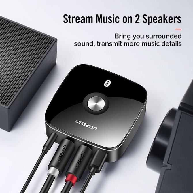 Бездротової Bluetooth 5.3 (без aptX™) аудіо приймач Ugreen 30445 c 3.5мм і 2RCA виходами (Чорний) Николаев - изображение 5